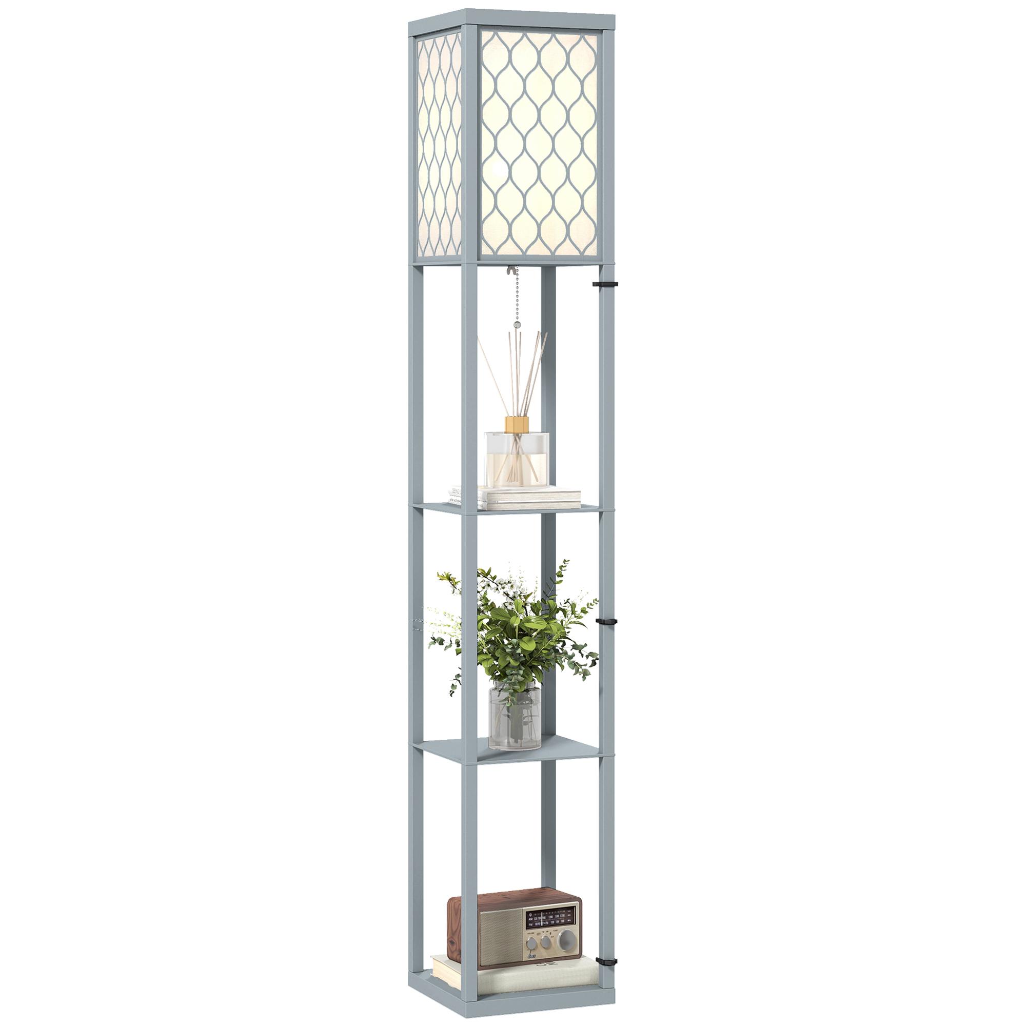 Floor Lamp with Shelf, 3 Compartments