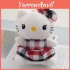 Adorable Checkered Dress Cat Plush Keychain Cute Kitty Soft Toy Bag Charm