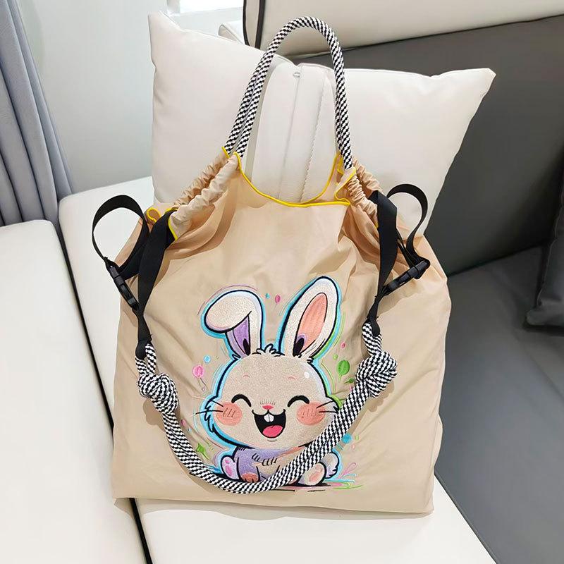 Individuelle große Canvas-Tragetasche mit exquisiter Stickerei - Vielseitige Damen-Nylon-Einkaufstasche