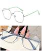 Korean Retro Metal Frame Square Row Men's and Women's Anti-blue Light/anti-radiation Glasses