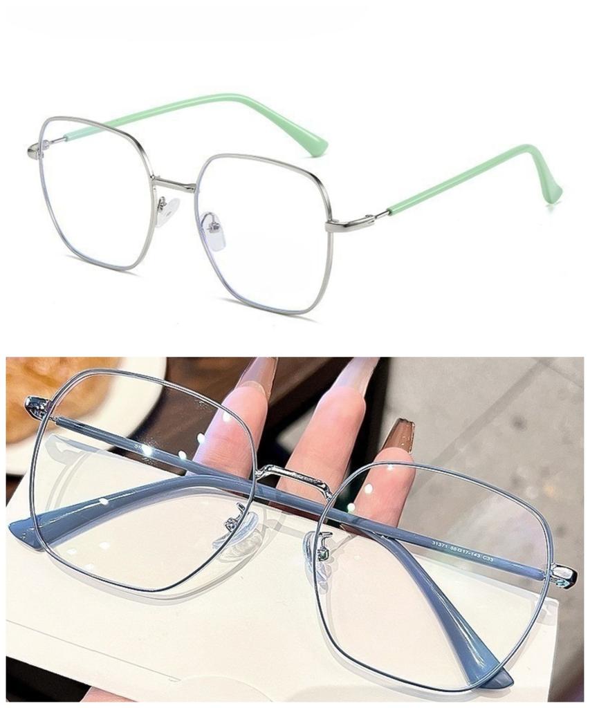 Korean Retro Metal Frame Square Row Men's and Women's Anti-blue Light/anti-radiation Glasses