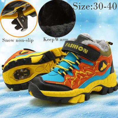 4–18 Jahre alte, rutschfeste, wasserdichte High-Top-Plus-Samt-Schneestiefel für Jugendliche, modische Winterstiefel für Kinder