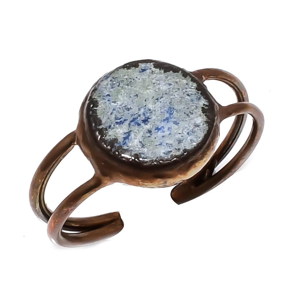 Kyanite Handmade Gemstone Ring, Copper Electroformed Ring Antique Jewelry, Adjustable Ring Engagement Gift