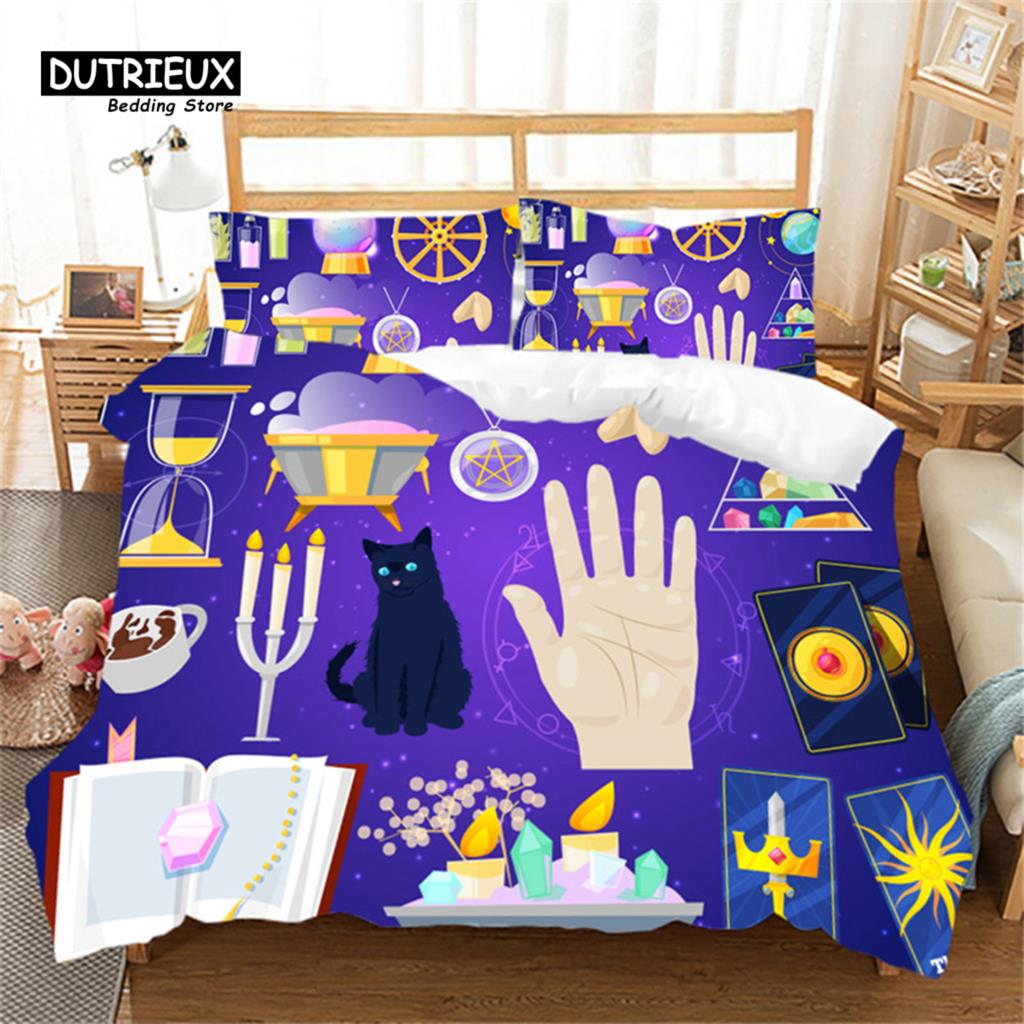 Soft Poker Bedding Set Retro Player Card Game Tarot Print Duvet Cover For Kids Boys Girls Teens Geometric Pattern Pillow Shams