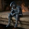 Shelf Sitter Decor Ancient Greek Warrior Statue, Sitting Soldier Figurine with Handcrafted Decorative Figures Helmet, Historical Desktop Ornament for
