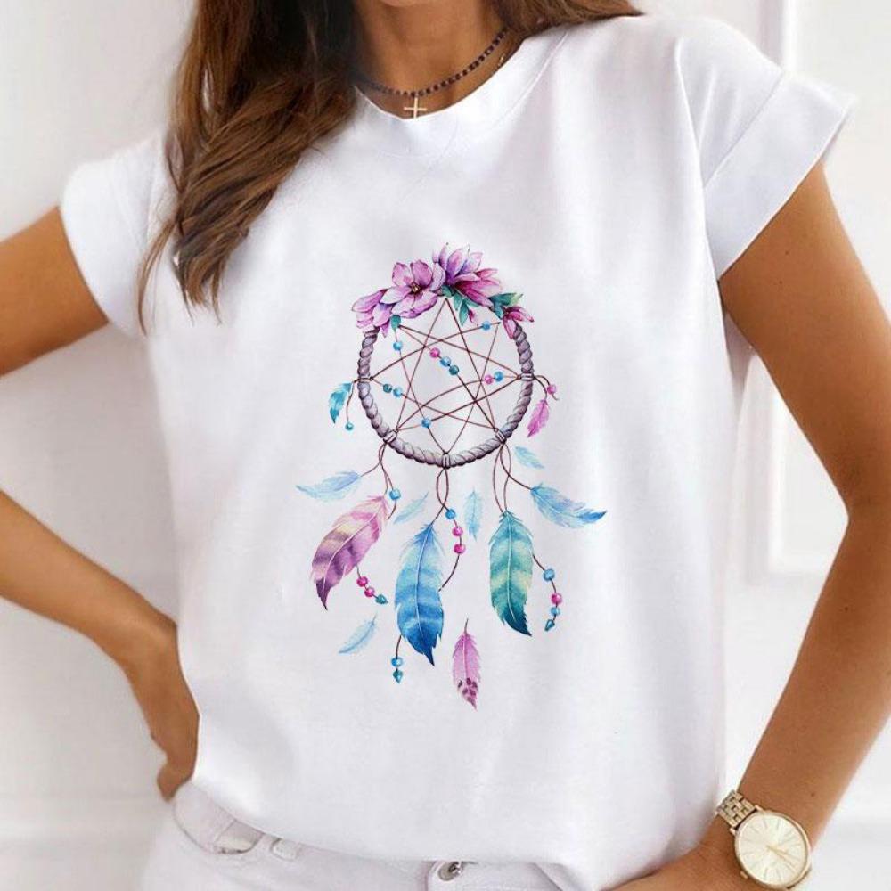 New Version Regular Short Sleeve Heart Print T-Shirt Women's Casual Short Sleeve T-Shirt women clothes