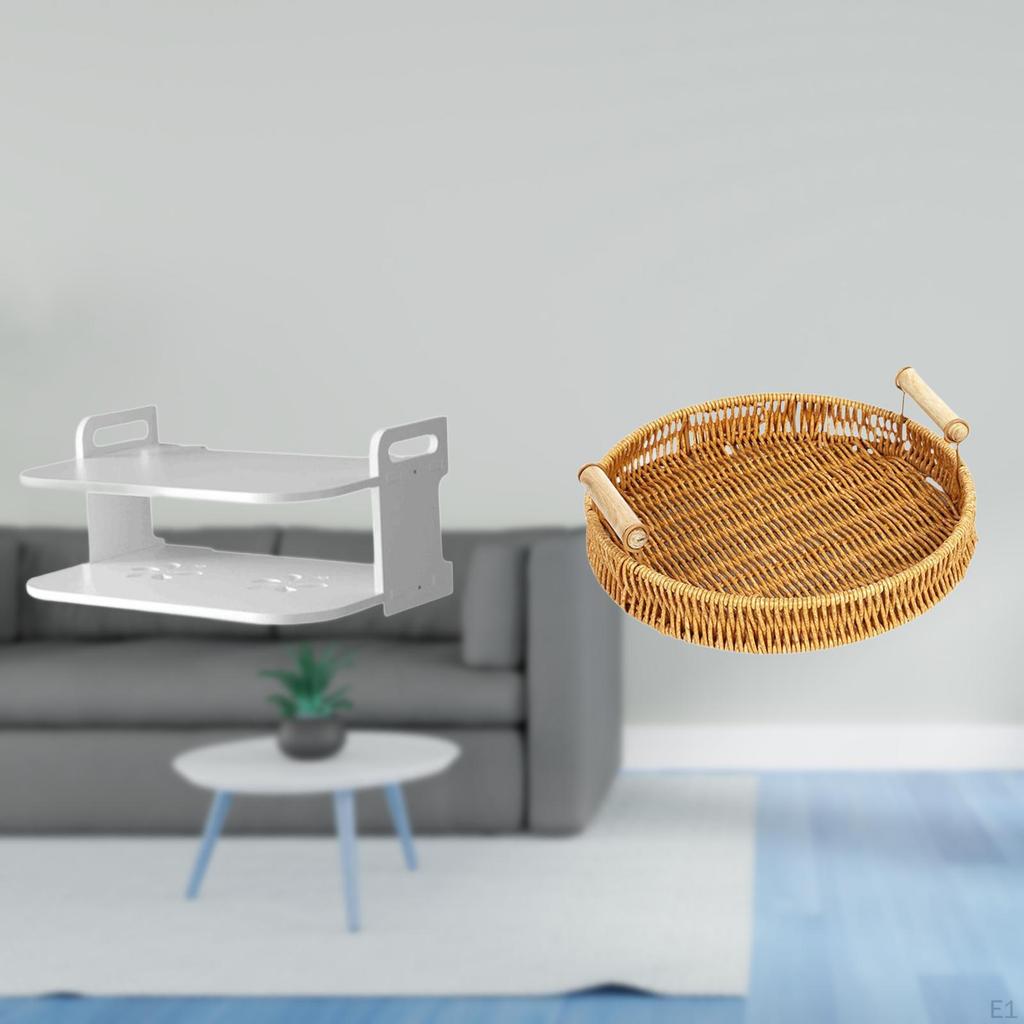 Router Storage Box Wall Mount Shelf Holder Multifunctional Woven Basket with Handles