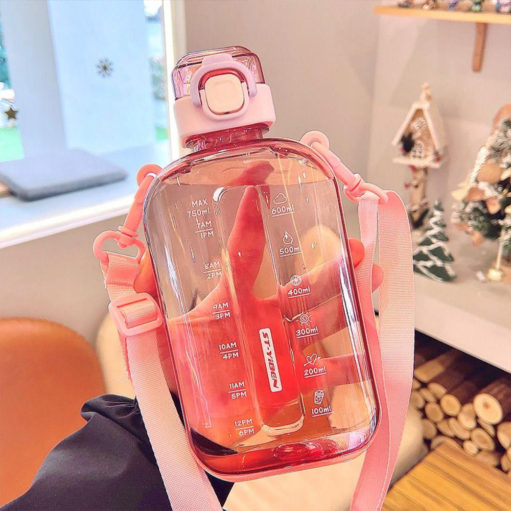 Flat Square Sport Water Bottle 750ML Outdoor Drinking Bottle New Travel Cup Kettle  Camping