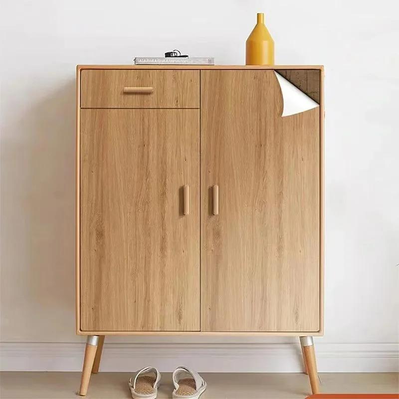 Waterproof Wall Stickers Wood Grain Cabinets Adhesive Wall Wallpaper Desktop Renovation 40cm Home Decoration Mold Resistant