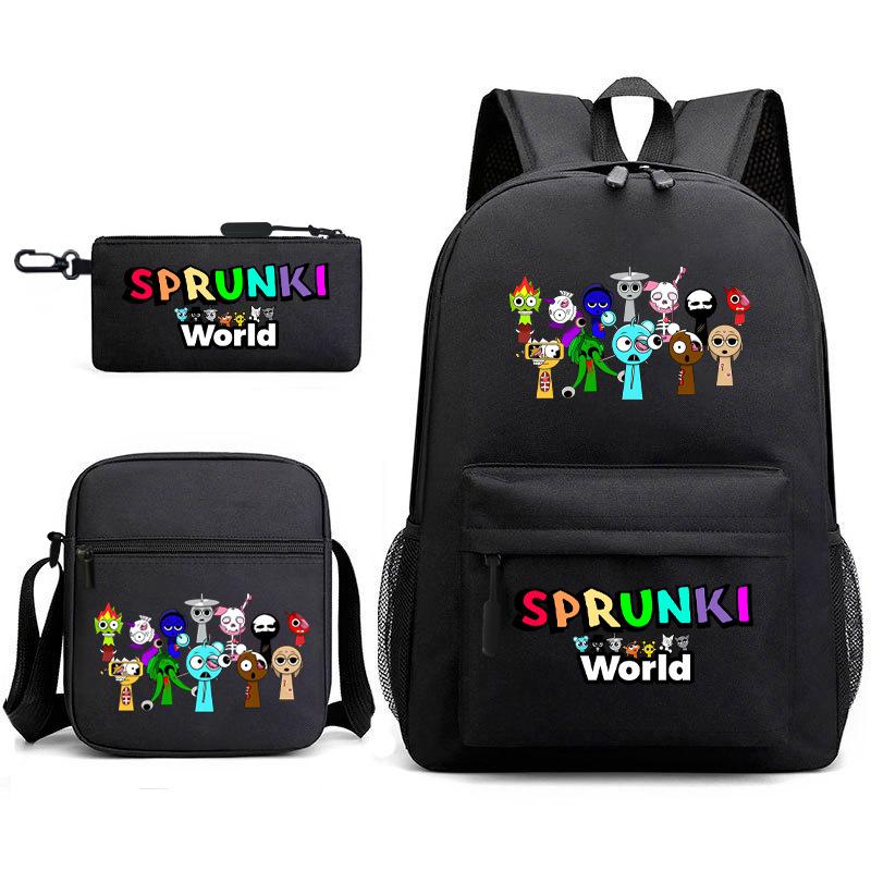 Rhythm Box Game Merchandise Elementary School Bag Sprunki Cartoon Starry Sky Backpack 3-piece Set D