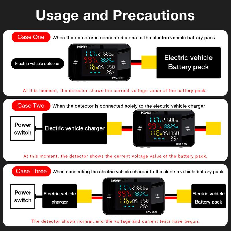 Electric Energy Power Meter KWS-DC26 DC8-80V Voltage Tester LED Voltmeter Ammeter Battery Charging Detector XT60 XT90 Plug