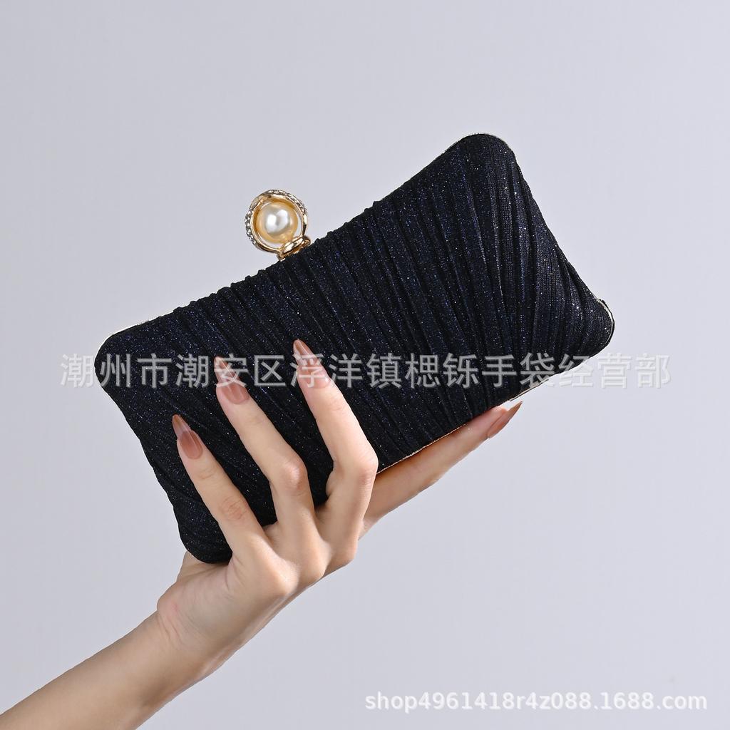 Luxury Design Women Evening Clutch Bag Shoulder Bag Party Wedding Prom Birthday Long Square Bags Pleated Elegant Handbag Purse