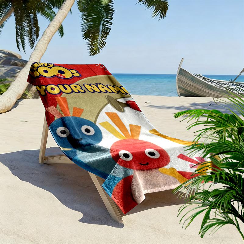 Custom Name Twirlywoos Print Beach Towel, Large Soft Quick Dry Towel for Beach Camping Swimming_xia