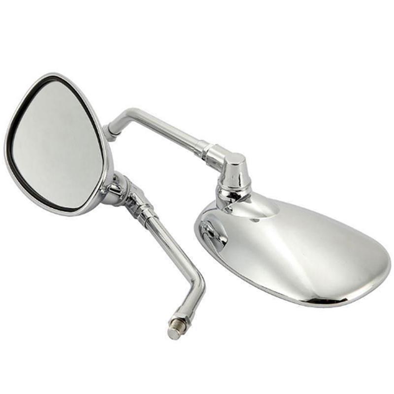 2Pcs Motorrad Oval Chrom Rückansicht Glas Spiegel Für Ducati Ktm Kawasaki