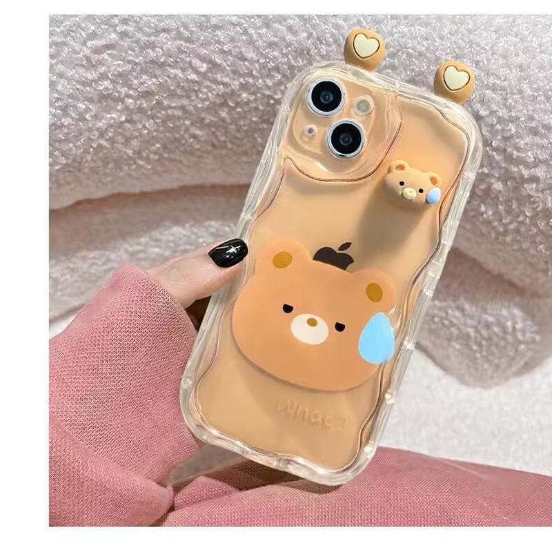 Cute 3D Bear Rabbit Ugly Frog Eyes Ears Phone Case For Realme C55 C67 C35 C33 C21Y C25Y C30 C30S C21 C15 8 12 Pro Plus 5G Cover