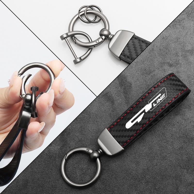 Portachiavi per Auto in Fibra di Carbonio per Kia GT GT Line Elantra Sportage Rio Ev6 K2 Portachiavi in Pelle Portachiavi Cinghia per Chiavi Accessori bhmcg60