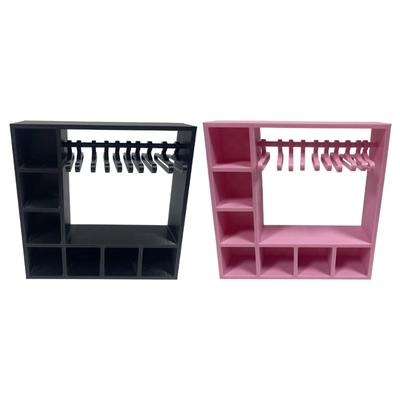 Plastic Doll Wardrobe Furniture with 10 Hangers For Toy Doll House Storage Of 15/17cm Doll Clothing Shoes Accessories