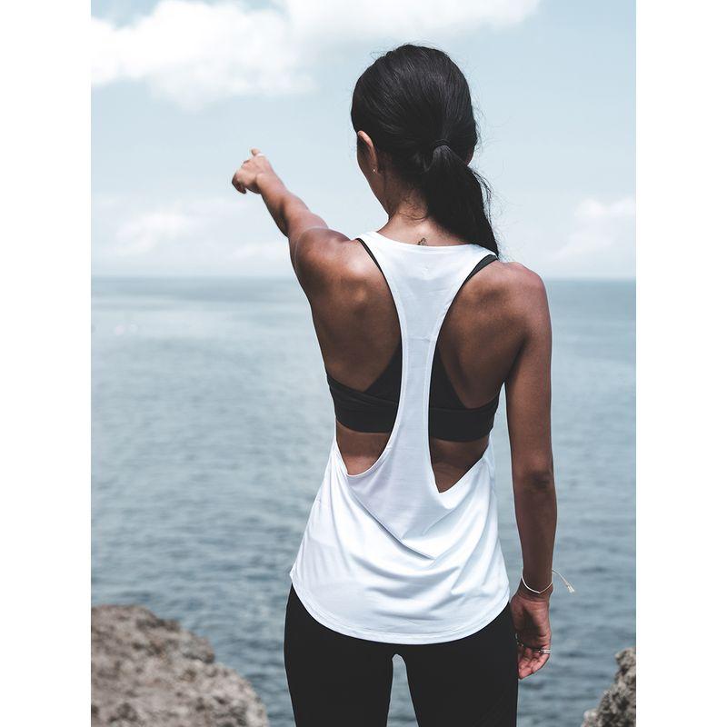 

Quick-Drying I-Shaped Sports Vest Women s Sleeveless Loose Running Yoga Workout Clothes T-Shirt Blouse Outwear Pure Color White S
