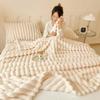 Solid Thickened Wide Striped Flannel Multifunctional Throw Blanket Luxury Faux Rabbit Fur Warm Bed Blankets Sofa Blanket,nap Blanket