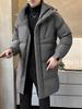 Men's Winter Trendy Mid-Length Hooded Cotton Jacket, Hong Kong Style, Korean Version, Plus Size Available
