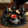 Halloween Cat Mysterious Dark Style Retro Ornaments Resin Crafts Festival Aromatherapy Candle Candlestick
