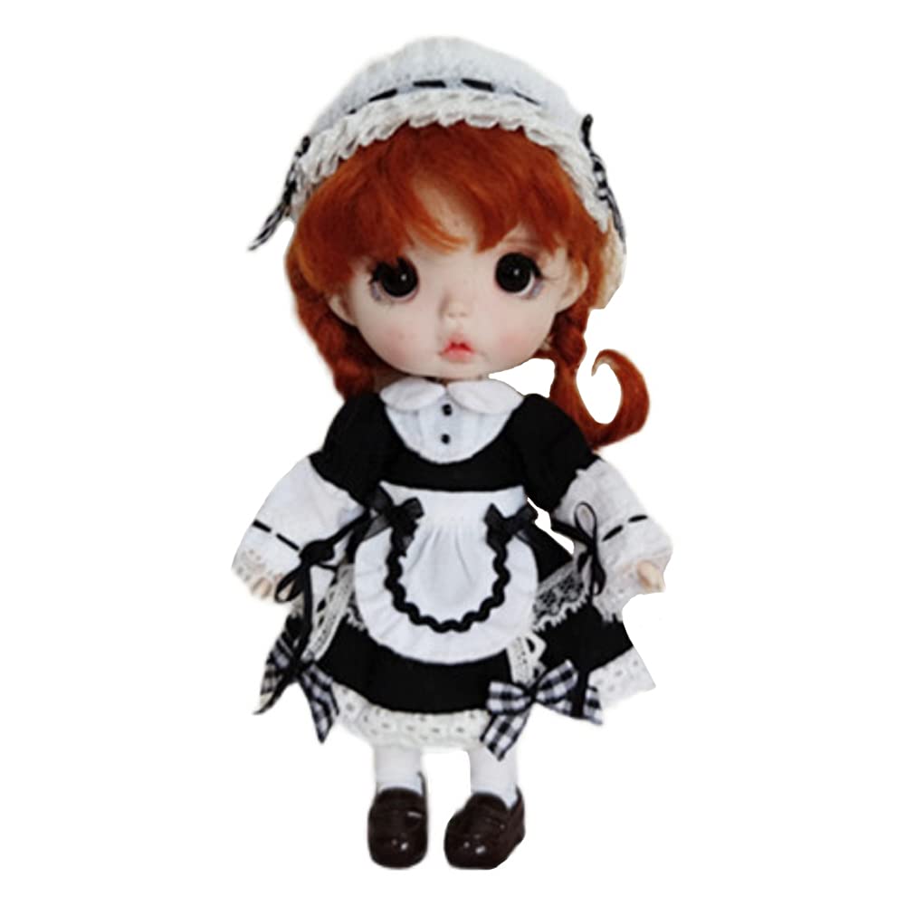 rakulifey Obitsu 11 clothing Obitsu 11 maid black dress with hair OB11 size set 2 set, one-piece costume, outfit, accessory, costume, 3-piece (Blue