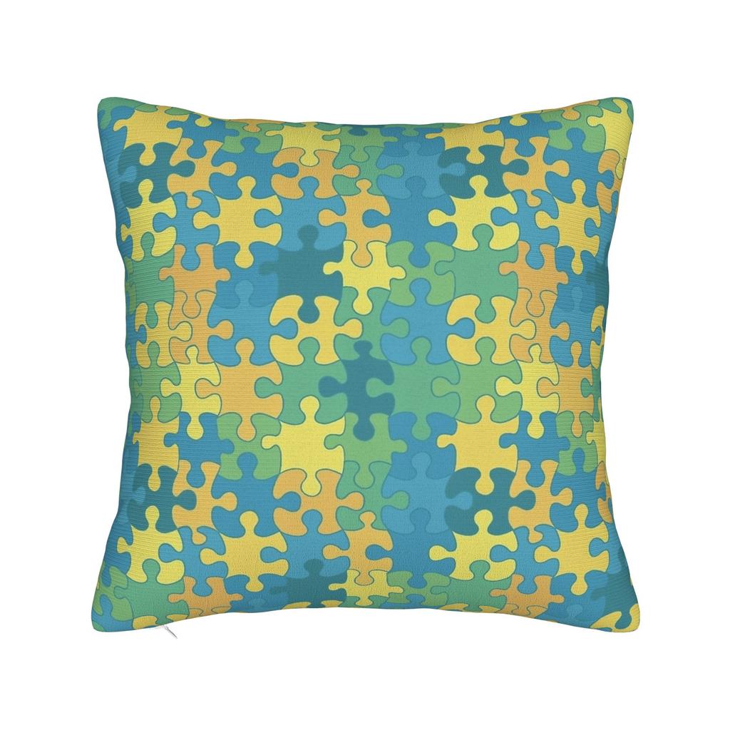 Vibrant Neon Dense Autism Puzzle Pillow Cover Comfy Cushion Cover Fashion Pillow Case For Sofa Car Home Decor