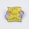 Classic English Quotes Brooch: Simple Geometric Badge for Clothing and Bags