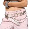 PU Leather Butterfly Waist Chain Spice Girl Y2K Waistband Rhinestone Belts  Decorative Jeans