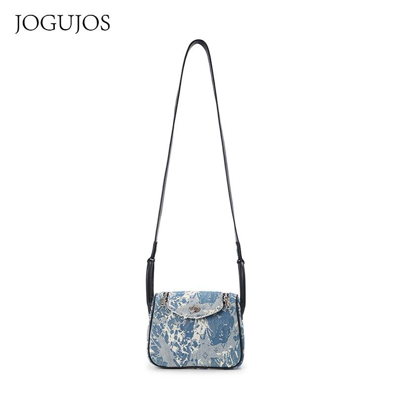 JOGUJOS light luxury fashion new women's bag denim with vegetable tanned leather shoulder bag high-end women's messenger bag