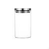 Glass Storage Jar, Transparent Borosilicate, Stainless Steel Lid, Airtight Food Container for