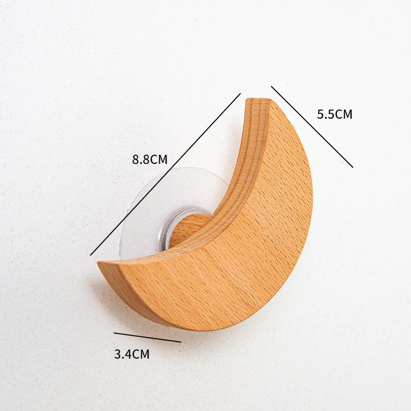 Nordic Solid Wood Star & Moon Wall Hook Set - Punch-Free Design for Coats & Hats