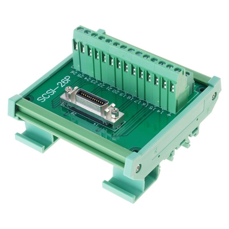 SCSI Rail Mounted Terminal Block Connectors, 14P to 100P Optional Female Interfaces for Tape Drive and Scanners