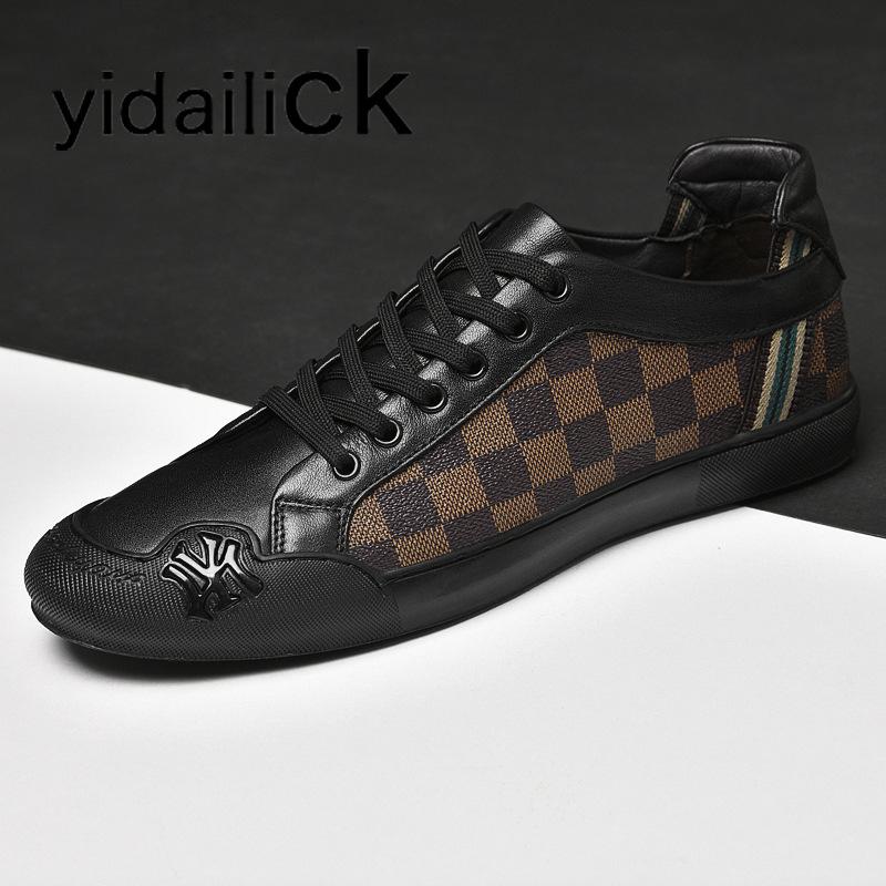 

Британская трендовая обувь низкие простые повседневные спортивные мужские туфли модные больших размеров из коровьей кожи клетчатые кеды дышащие и удобные 45