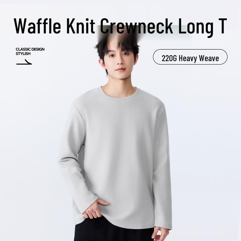 MINISO Men's Waffle Knit Long Sleeve T-Shirt