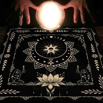 1pc Mantel de Tarot con tu poder, mantel de astrología con estampado floral y de plantas en forma de serpiente, mantel de decoración de altar