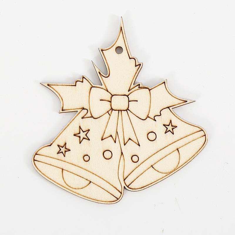 10Pcs Christmas Cartoon Pattern Colorless Wood Board & Hemp Rope - Manual Coloring Christmas Tree Pendant Christmas Decorations