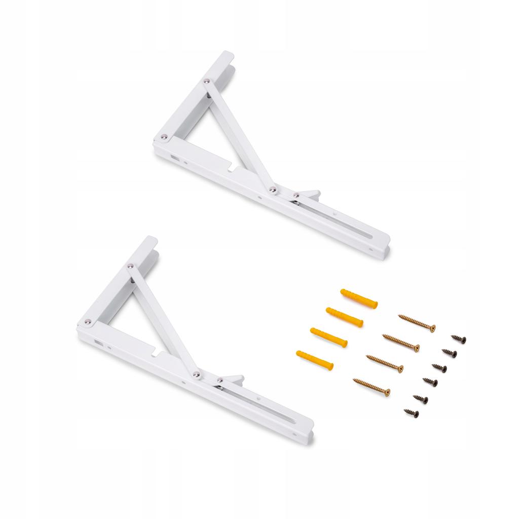 2X Foldable Table Top Shelf Support Bracket Strong Durable - 300 White Tmy