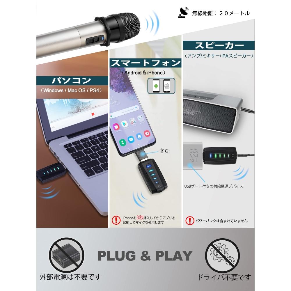 Wireless Microphone USB ALVOXCON Handheld Microphone UHF Condenser Microphone Wireless Compact Handheld Microphone ZOOM ComputerSpeakeriPhoneAndroid P