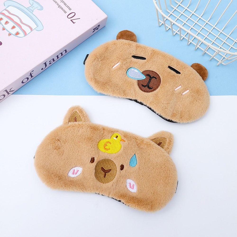 Cute Capybara Sleep Eye Mask Cartoon Relaxing Eye Shade Soft Blindfold Girls Women Home Travel
