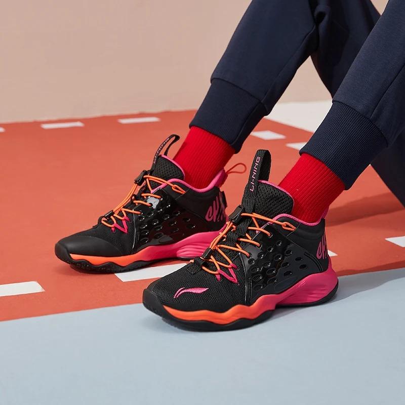LiNing Sonic 7 High-Top Basketball Shoes Kids Sneakers Langyao-Red YKBR026-9