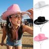 Retro Shiny Western Cowboy Hat Glitter Ethnic Style Cowgirl Hat Sunscreen Wide Brim Top Hat Stage Performance