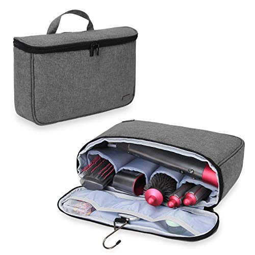 

Teamoy Travel Storage Bag with Hooks, Compatible with Dyson Airwrap Styler, Gray
