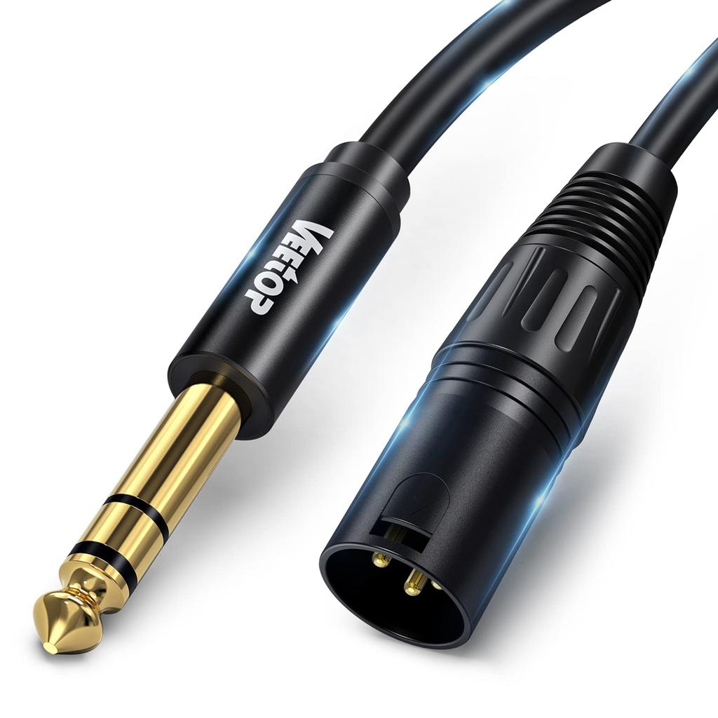 6.35mm To XLR Cable, Veetop TRS 6.35mm (14 Inch) Male To XLR Male Cable, 6.35mm To XLR Male 3-Pin Audio Cable, XLR Male To 14 Inch Jack TRS Cable,
