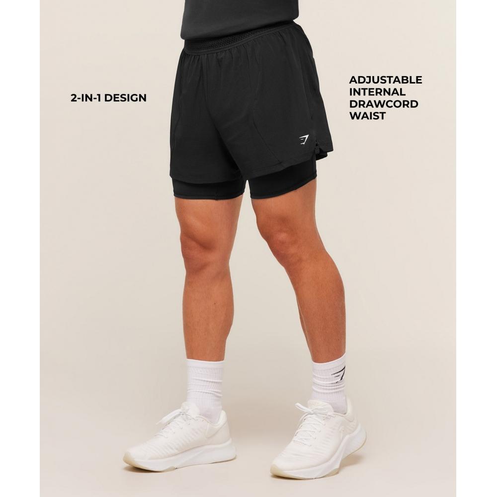 Gymshark Running 4  2in1 Shorts Black A3b9p Bb2j