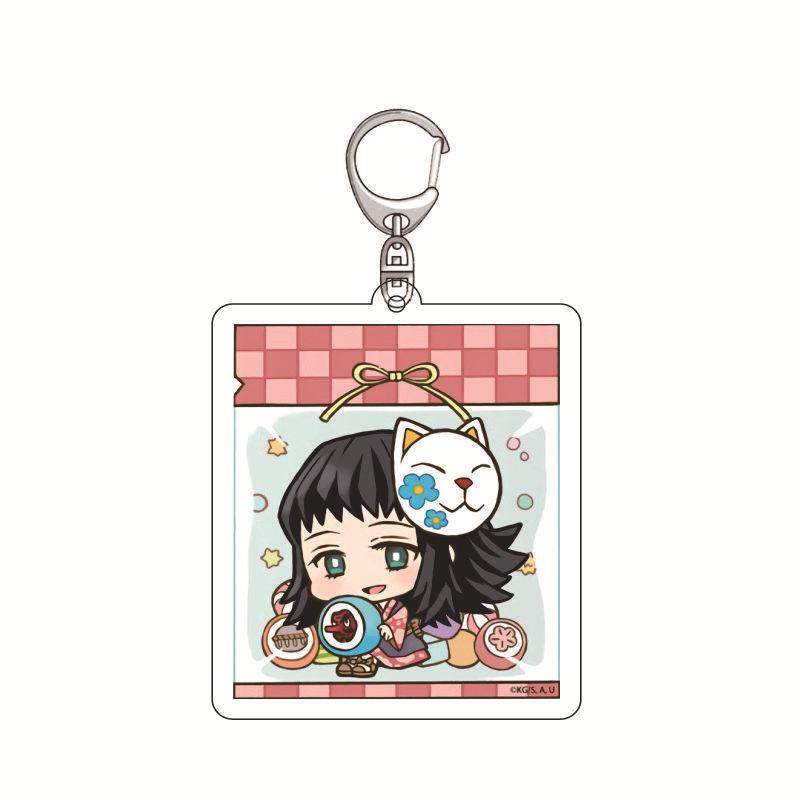 Anime Demon Slayer Keychain Acrylic Pendant Tanjiro Kamado Nezuko Zenitsu Agatsuma Creative Pendant Accessory Gift for Fans