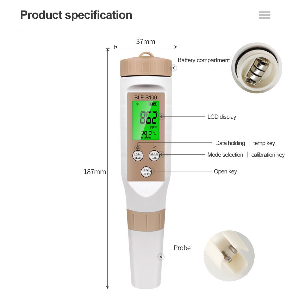 4 In 1 Blue-Tooth EC TDS TEMP Salinity Meter Salt Tester for Aquarium Aquaculture Water Meter Tool APP Online Monitor