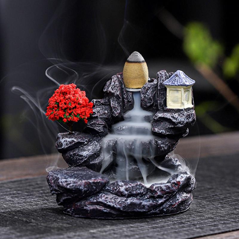 

Пальник для пахощів Гори Річка Водоспад Аромат Камін Зворотний потік Арома Дим Дзен Тримач для кадила Декорація для дому