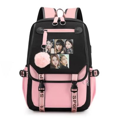 Nova Moda Casual Coreana K-POP Padrão de Combinação Mochila Casual Street Cool Mochila USB Zíperes de Alta Qualidade