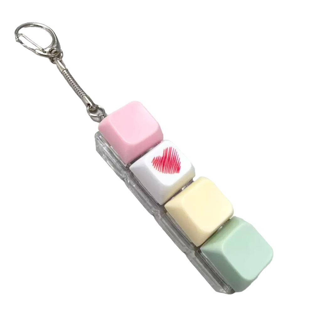 Relaxing 4 Keys Fidget Keychain Key Button Stress Relief Clicker Toy Pendant Keycap Pass The Time Finger Keyboard Cap for Adult